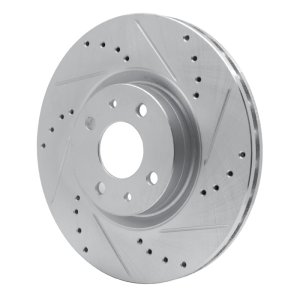 Fiat 500 Brake Rotor (1) - Front Right - R1 Concepts - Drilled & Slotted - Silver - `12-`19